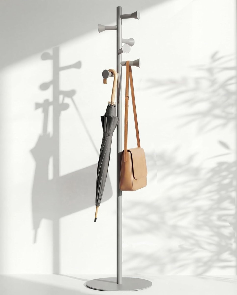 SnelShoppen Vrijstaande kapstok van metaal, grijs, modern en minimalistisch design