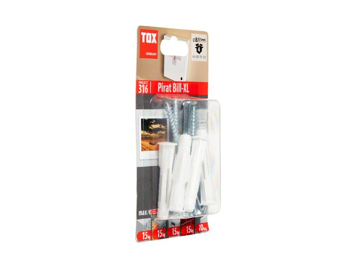 Tox Hakendübel Pirat Bill Weiss ⌀ 8 mm 4 Stück