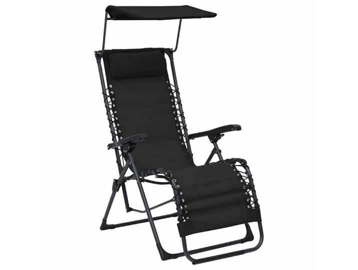 Noir Chaise pliable de terrasse Textilène Noir - Siège de balcon LV61906