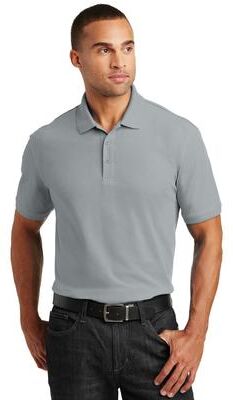 Port Authority K100 Core Classic Pique Polo Shirt in Gusty Grey size 5XL   Cotton/Polyester Blend