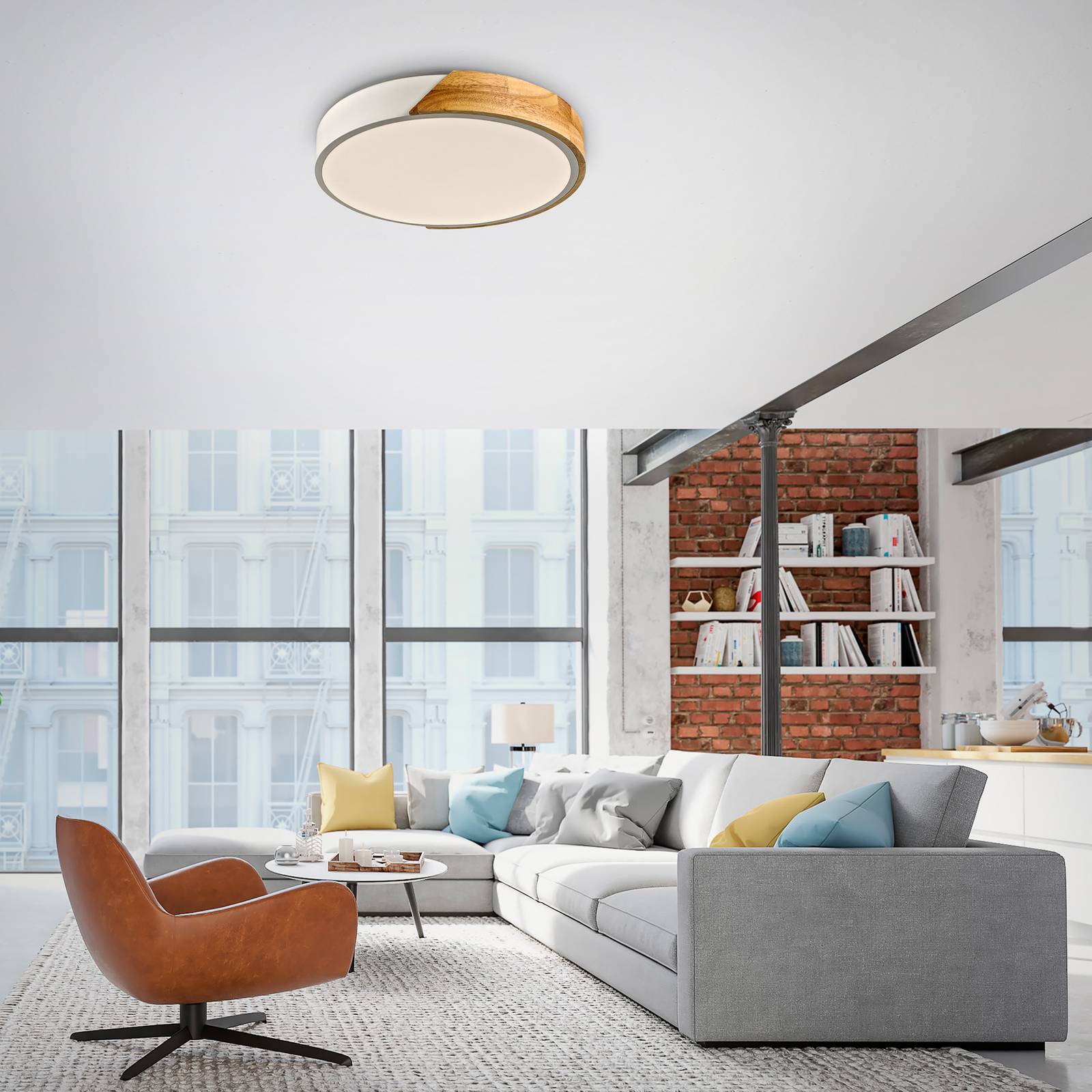 JUST LIGHT. GmbH Wooden Ceiling Light Bila, Light wood, Living / Dining Room, Wood, Ceiling Light
