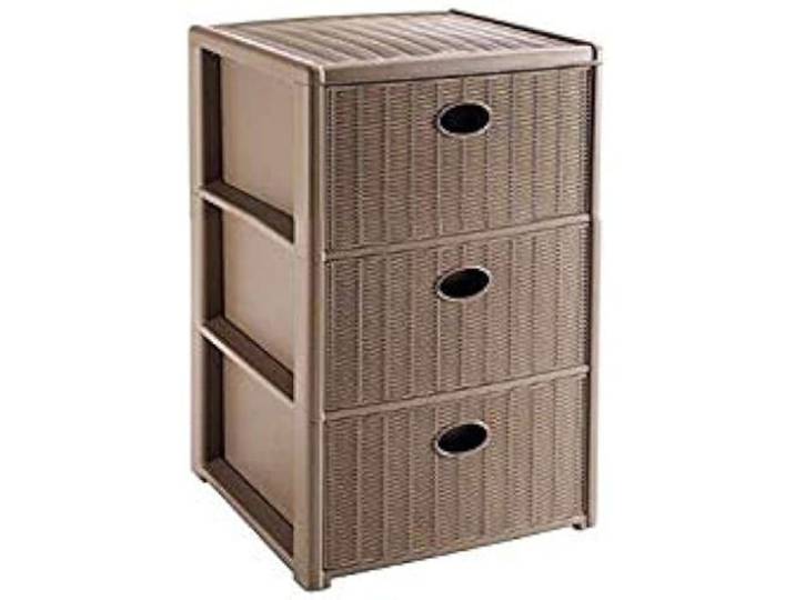 Commode - STEFANPLAST - Elegance Rotin - 3 tiroirs - Taupe - 39 x 37 x 60 cm