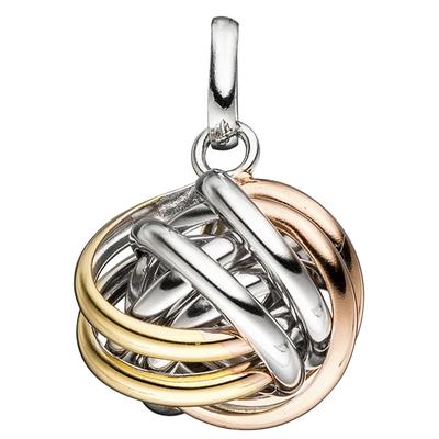 Kettenanhänger JOBO "Anhänger Knoten", silber (silber 925), Schmuckanhänger, Damen, Silber 925 (Sterlingsilber), Kettenanhänger, 925 Silber vergoldet tricolor