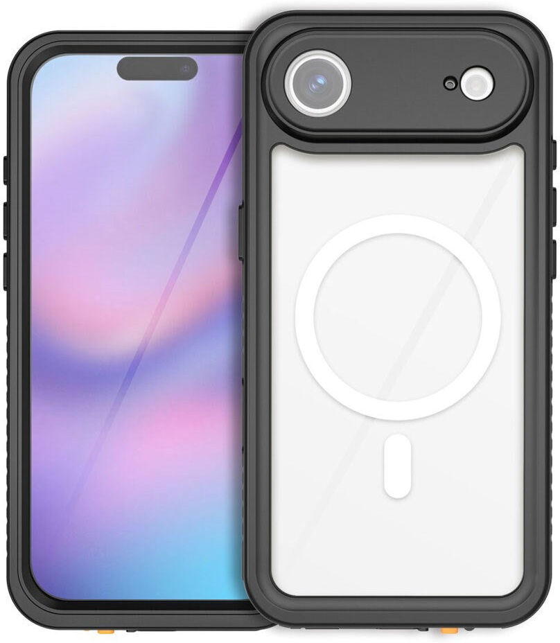 iPhone Air 4Smarts Vandtæt All Around Cover - MagSafe Kompatibel - Gennemsigtig / Sort