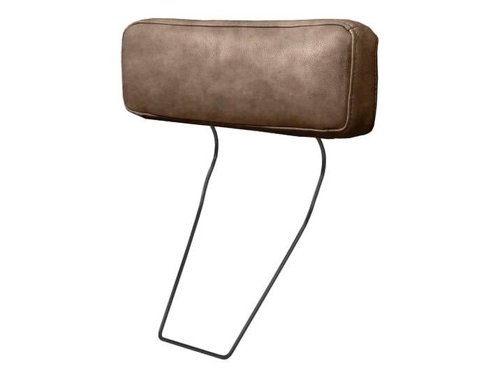 P & B Kopfstütze Spring, Graubraun, Schwarzchrom, Echtleder, Rindleder, 52x17x14 cm, Wohnzimmer, Sofas & Couches