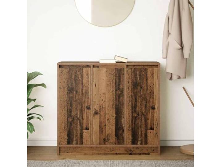 KTHLBRH Anrichte aus antikem Holz, 85 x 34 x 76 cm, 3 Türen, 3 Einlegeböden stabiles Technisches Holz 60 kg Füllmenge leicht zu reinigen Wohnzimmer Schlafzimmer