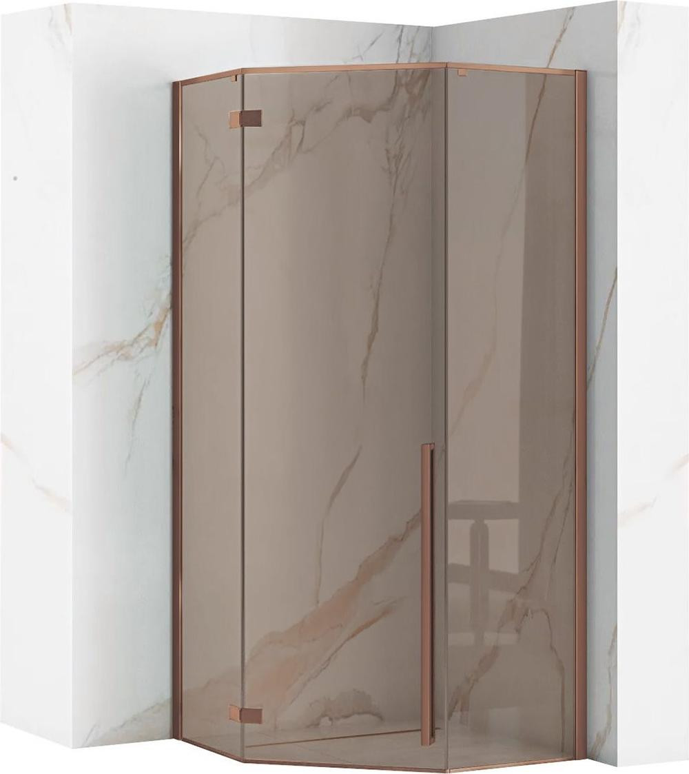 Rea Diamond Copper Brush Douchecabine met douchebak Black Diamond 90x90 cm