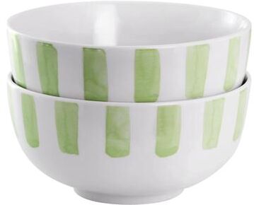Gibson 2 Piece Fine Ceramic Cereal Bowl Set in Green