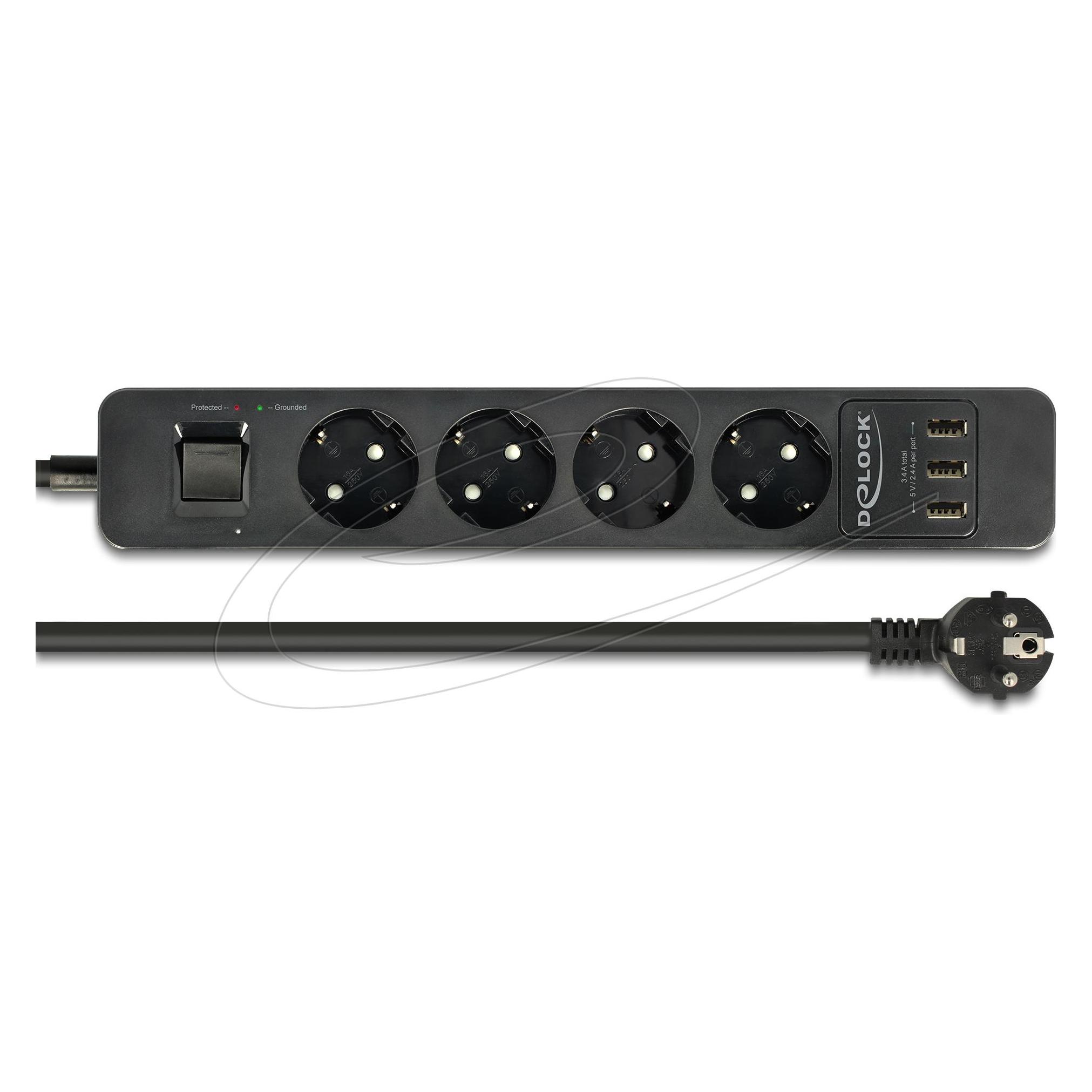 Delock Extension Socket (4x, CEE 7/3, USB-A, 1.50 m) (11209)