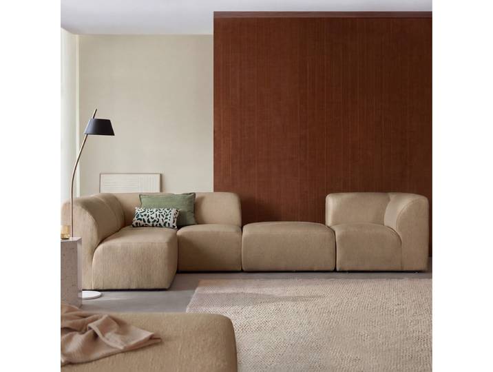 Sofa aus taupefarbenem Stoff, 5-6 Plätze Vénus - Braun - Fabric