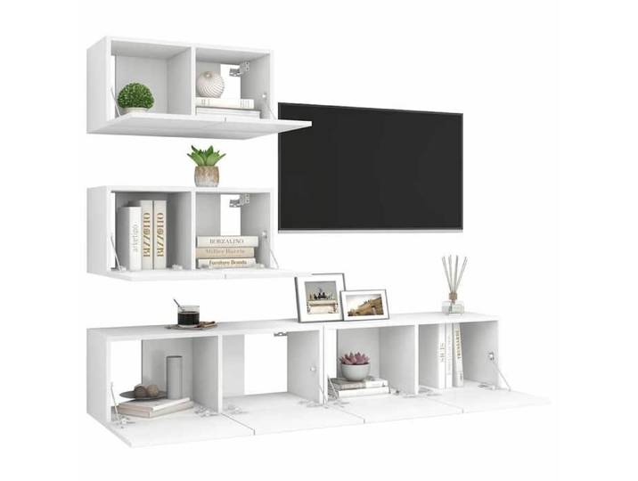 Promo 2026 Jeu de meubles TV 4 pcs banc TV meuble hifi vidaxl TABLE TV Blanc - Bois d'ingénierie - M9998750