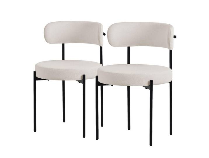 Ml-Design Esszimmerstuhl 2er Set Teddystoff weiß, Weiß, Metall, 53x78x50 cm, Esszimmer, Stühle