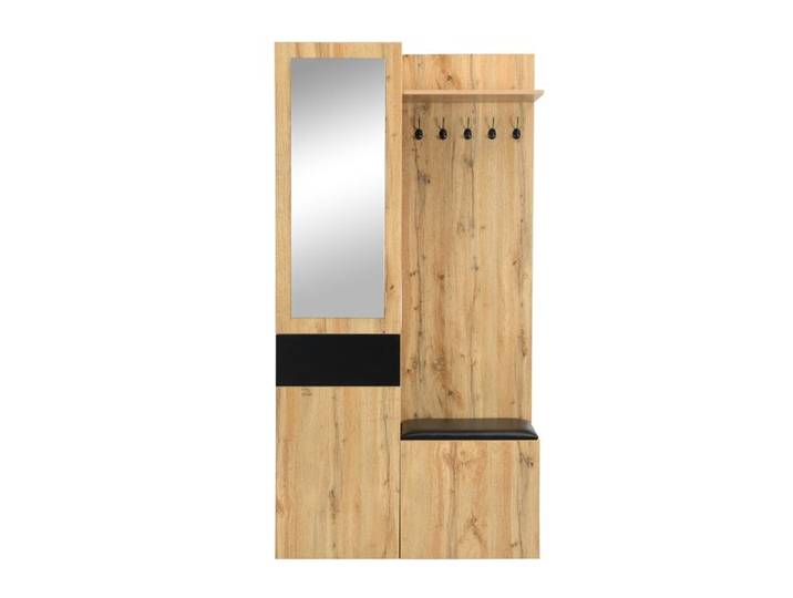 Nouveaux matériaux écologiques Garderobe avec 5 crochets miroir armoire à chaussures armoire montée avec étagères supérieures