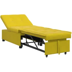 vidaXL Sofa-Bett 3-in-1 Auszieh-Design Gelber Samt