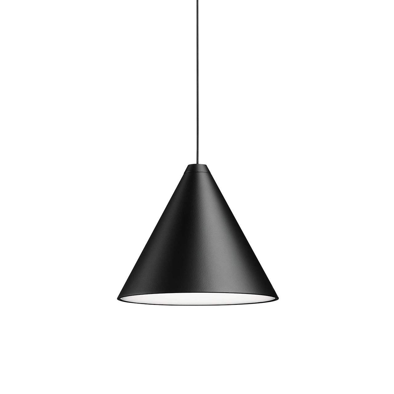 Flos String Light Kegelkopf Pendelleuchte (Baldachin (für Kabelauslass an der De... Baldachin (für Kabelauslass an der Decke / Wand) | 1 schwarzes Pendel (12m Kabel) F6482030+F6487030