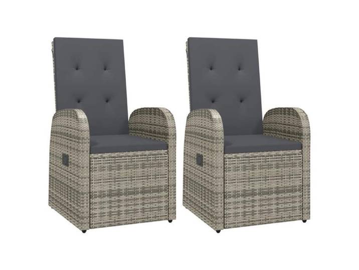 Promotion avril *Chaise inclinable de jardin YUYAN 1 PC pour patio/extérieur 2pc et coussins Résine tressée Gris 57x69x106cm 4328
