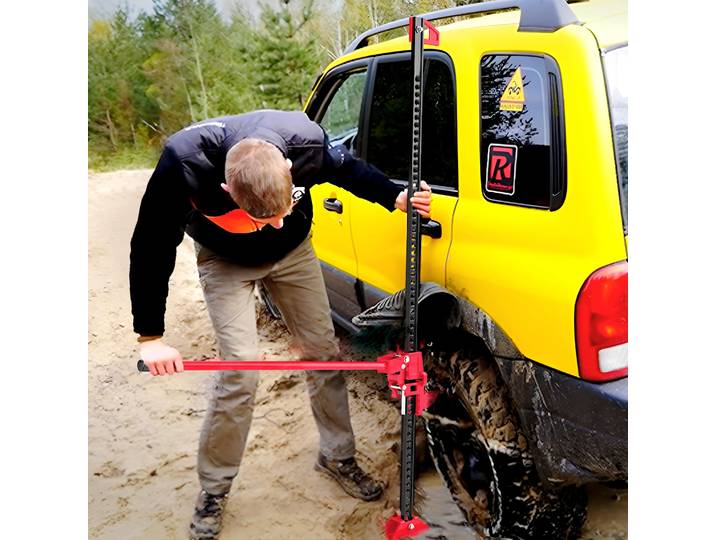 HOMCOM Cric Tout-Terrain 4x4 3000kg Hauteur 11-135cm Rouge