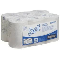 Handtuchrollen Kimberly Clark Scott Essential SLIMROLL weiß 19,8 cm x 190 m, 6 Rollen 1-lagig, mit Markenprägung