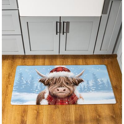 Evergreen "Holiday Highland Cow Anti-Fatigue Door Mat - 40"" x 20"""