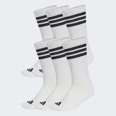 Funktionssocken ADIDAS PERFORMANCE "3-STREIFEN ESSENTIALS CUSHIONED CREW 6ER-PACK", Damen, Gr. L (43/45), schwarz-weiß (weiß, schwarz, schwarz), Obermaterial: 59% Baumwolle, 37% Polyester, 3% Elasthan, 1% Polyamid, Socken