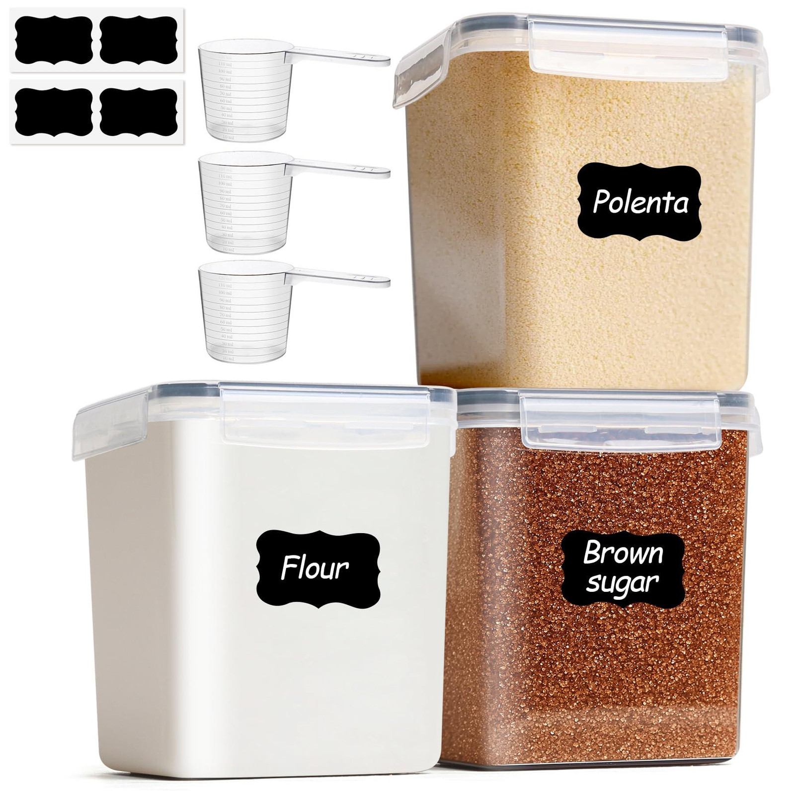 Dripio Set van 3 Luchtdichte Voorraadcontainers, 2,5 liter, Transparant
