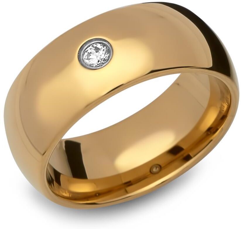 Unique Vergoldeter Wolframring Zirkonia gold