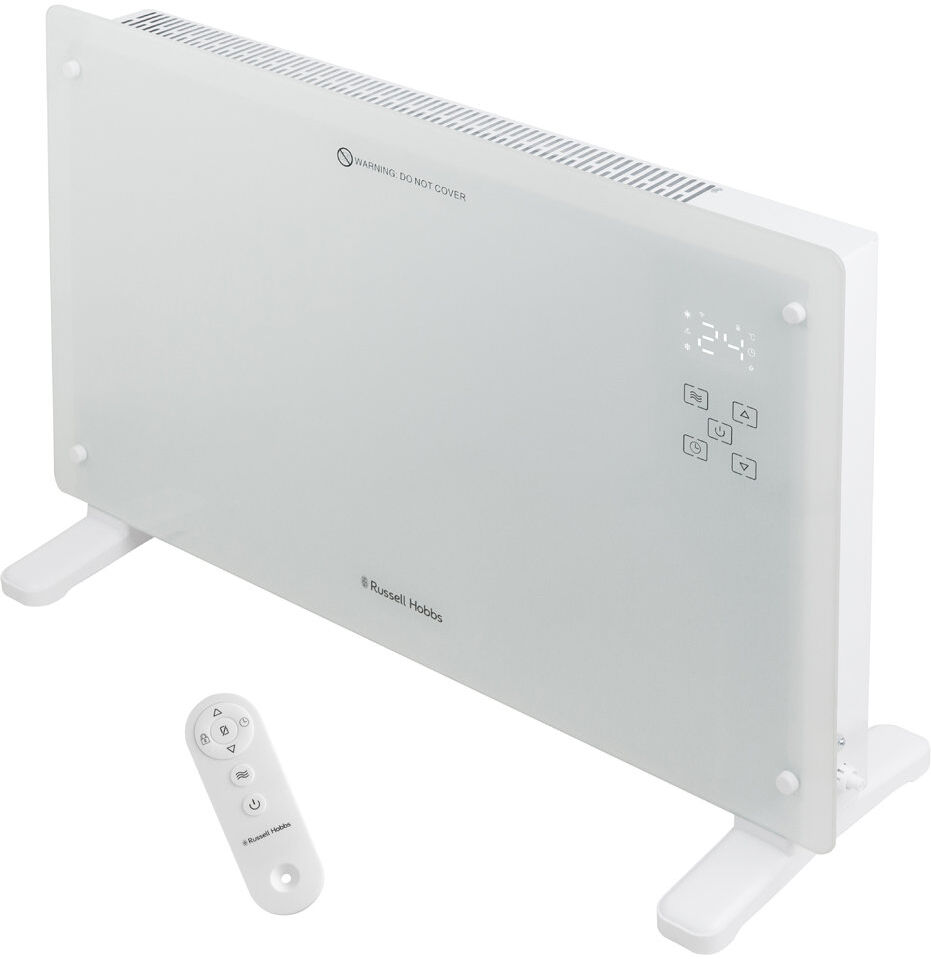 Russell Hobbs Rhpanh2006w 2kw Smart Glass Panel Heater In White White 77cm H X 23cm W X 51cm D