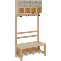 Komplettgarderobe mit doppelter Ablagereihe inklusive Boxen