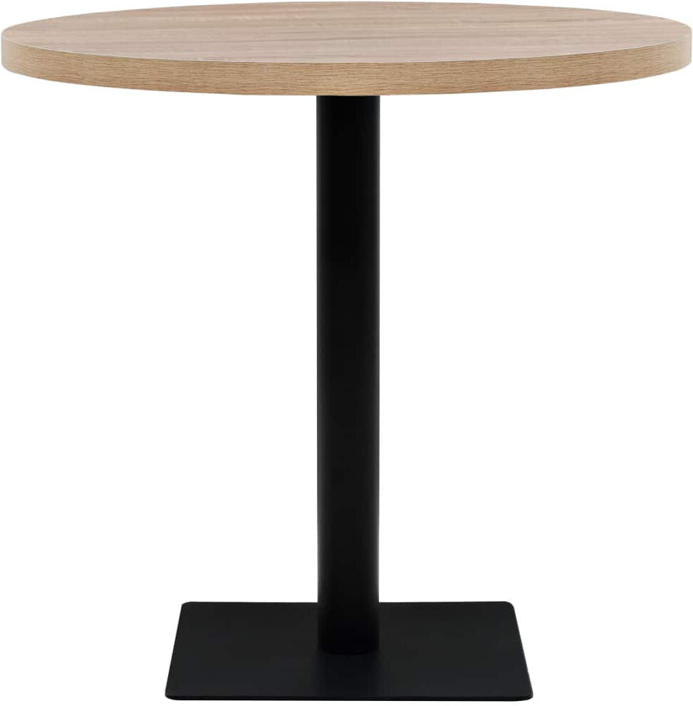 Borough Wharf Vowell Round Dining Table with Steel Base Oak 75 cm H x 80 cm W x 80 cm D