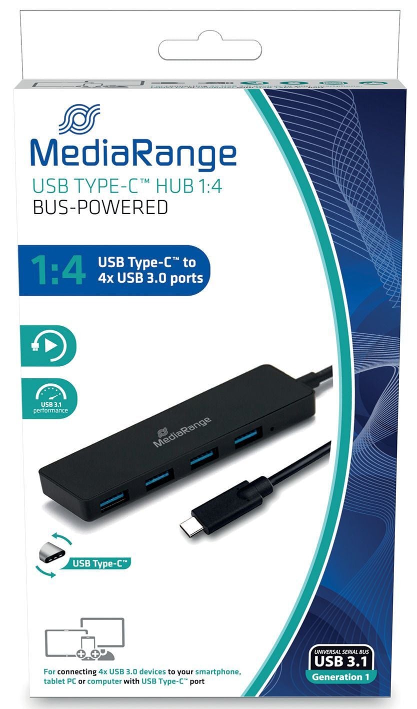 MediaRange MRCS508 USB Type-C naar USB 3.0 splitter 1:4