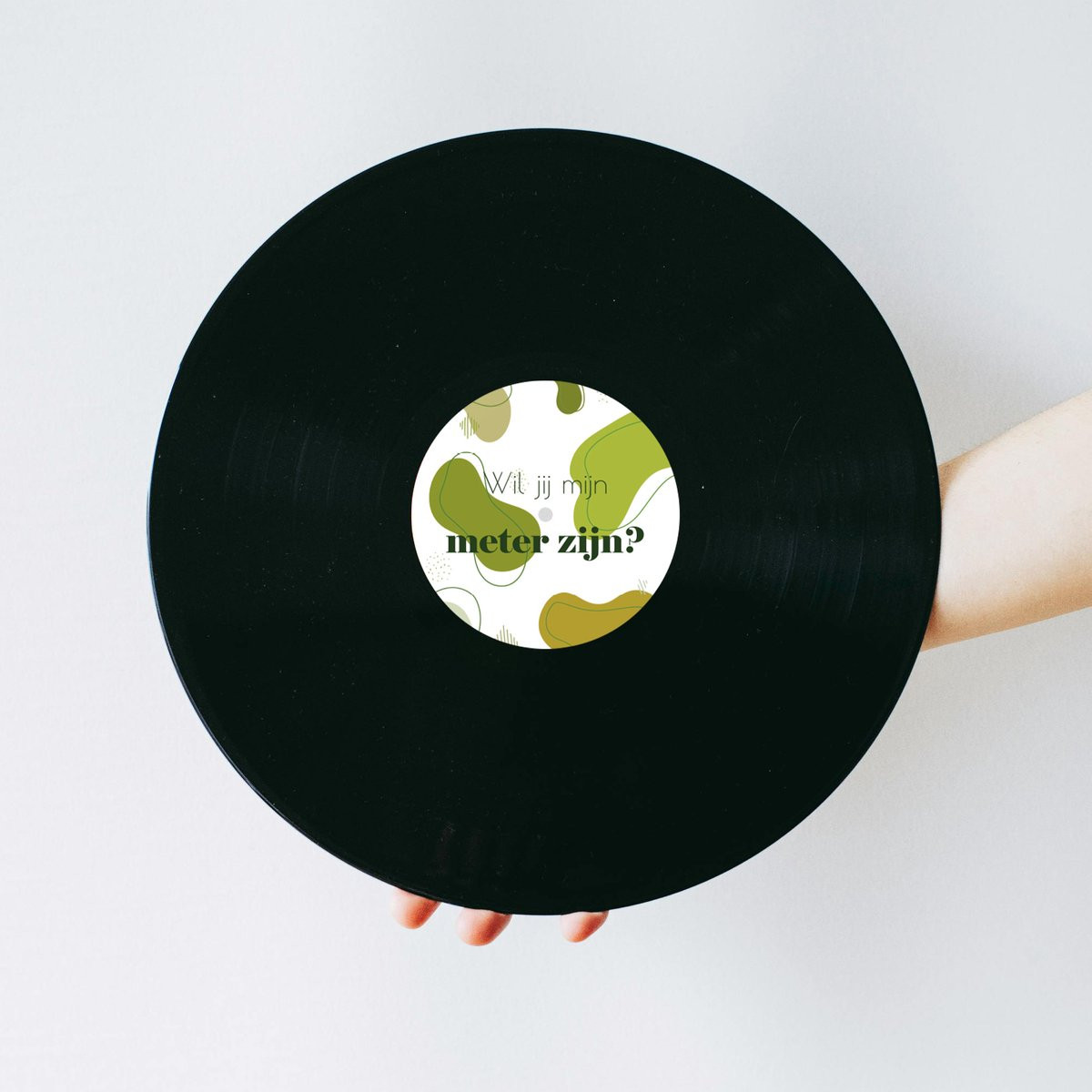 Vinylplaat met abstract groen design - Muziek cadeau voor je meter