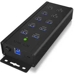Icy Box Splitter 7x Port USB 3.0 HUB und 3 Ladeanschlüsse (USB-B, 10 Ports), Dockingstation + USB Hub, Schwarz