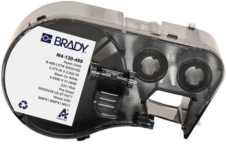 Brady M4-130-499 etiquetas de tejido de nailon negro sobre blanco 20,96 mm x 9,53 mm