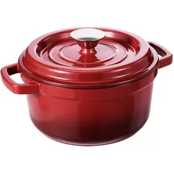 Home Nature Wohnkonzept Gusseisentopf emailliert Schmortopf Kochtopf Dutch Oven Topf mit Deckel 5L Eisentopf Rot 26 cm