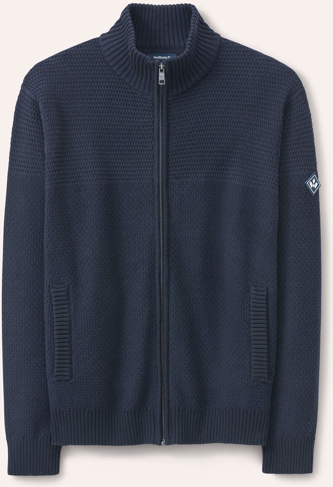 Walbusch Strickjacke aus Baumwolle, noch offen: Größenlauf, Farbe Blau, 50, reine Baumwolle leicht und luftig gestrickt Herren
