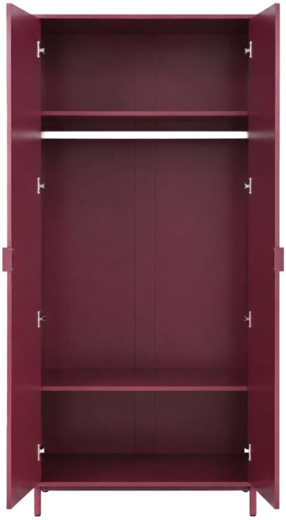 sweeek Vestidor, armario de madera y metal con 2 puertas, burdeos