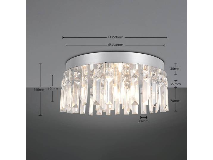 Trio Lighting Deckenlampe Tommaso, klar / transparent, für Wohn- / Esszimmer, Kunststoff, Deckenlampe