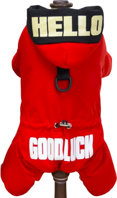 Inspire Daily Merch Waterproof Thicken Warm Dog Jumpsuit Winter Hooded Coat For Big Small Dogs Chihuahua Puppy Overalls Jacket red xl
