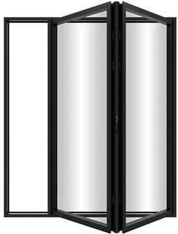"KaMic Elite-Fold 72"" x 80"" 2-Panel Aluminum Folding Door in Black with Hidden Hinges & Rollers, Folded Out From Left To Right"