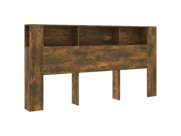 GHVBNMF Bett Kopfteil Regal Räuchereiche 200x18,5x104,5 cm Praktisches Wandkopfteil fürs Schlafzimmer mit drei offenen Fächern für Bücher und Dekoration aus stabilem Holzwerkstoff.