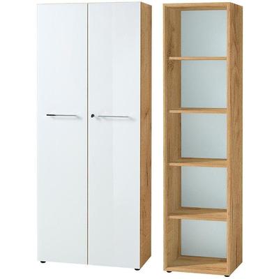 Büromöbel-Set GERMANIA "GW-Monteria", weiß (eiche, weiß), B:130cm H:196cm T:37cm, Arbeitsmöbel-Sets, Büromöbel-Set