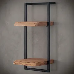 designline »Edge« Massivholz Wandregal Metall/Akazie V 30x65x25 cm