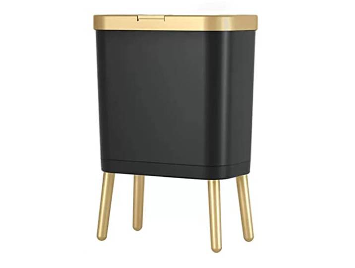 OIFAODAO Mülltonnen， 15L schlanker Plastik Mülleimer mit Füßen Bad Küche Schlafzimmer Büro(/Black)