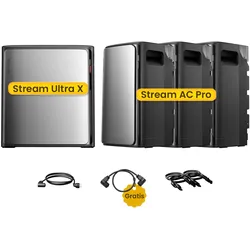 EcoFlow Stream Ultra X, All-in-One Speicher für Balkonkraftwerke, by Powerness - Stream Ultra X + 3 x Stream AC Pro | 9600Wh / ohne Zubehör / Standardversand