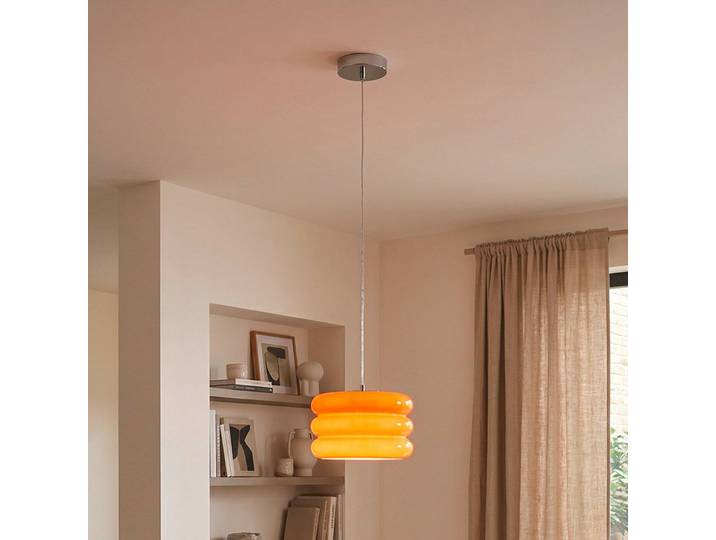 EGLO Hängeleuchte Tortora, dimmbar, gelb / orange, für Wohn- / Esszimmer, Glas, Junges Wohnen
