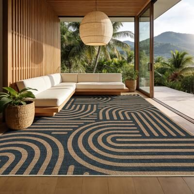 Garvee Modern Circles Easy Jute Area Rug