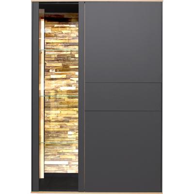 Highboard MÄUSBACHER, grau (anthrazit matt lack, asteiche), B:101cm H:147cm T:42cm, Sideboards, Highboard, Faro Highboard B 101 cm, inkl.Beleuchtung, Push to open Funktion