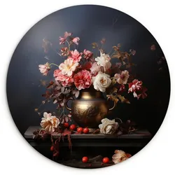 WANDBILD Stilleben - Blumen - Rosen - Blumenstrauß - Vase Room Decor 140x140 cm