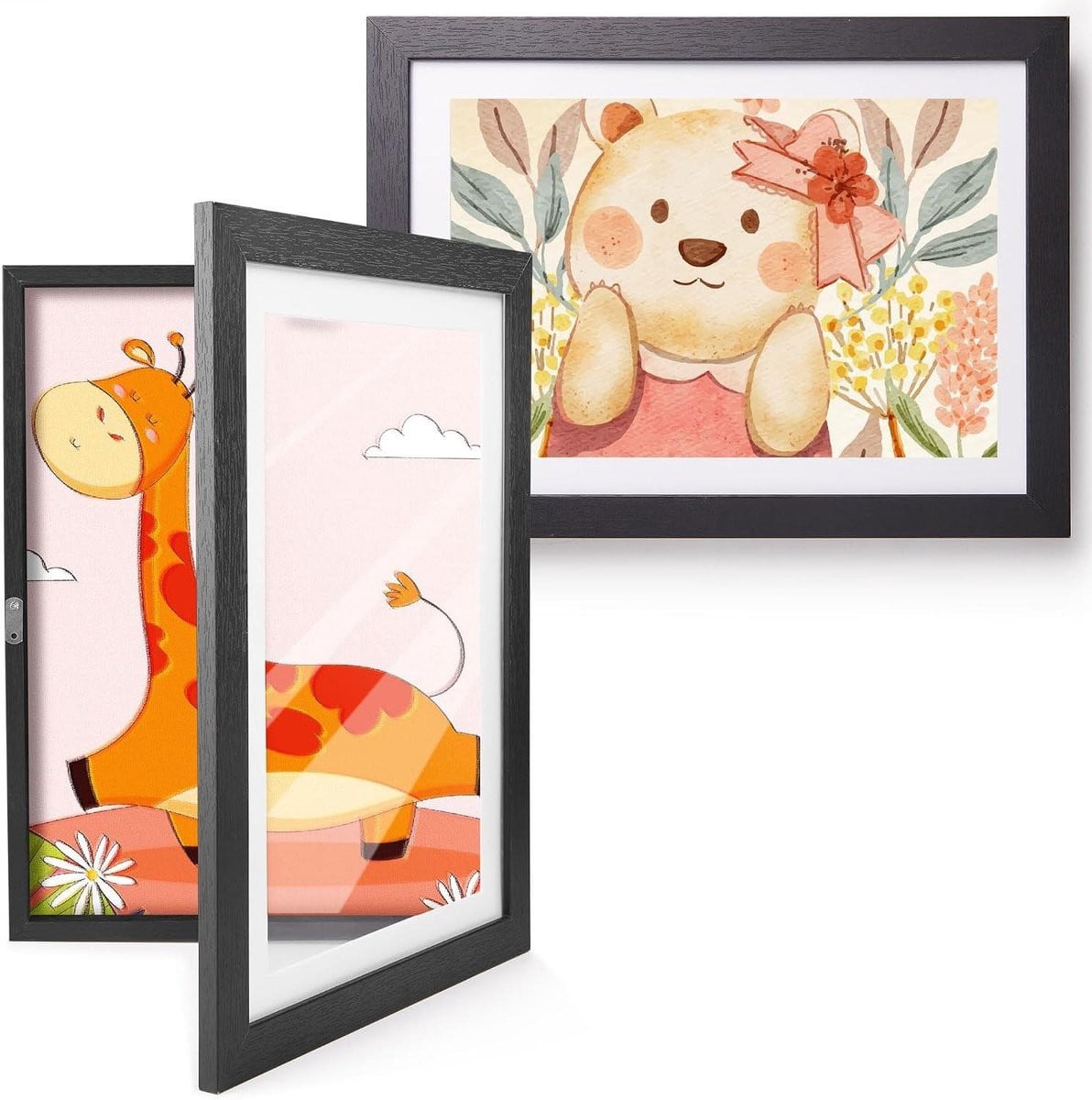 Zwarte onbreekbare acrylglas fotolijst voor kindertekeningen, A4 formaat