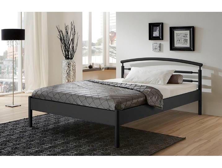 Metallbett Iris , mit Kopfteil , schwarz , 160x190